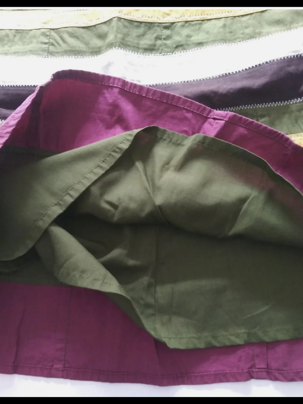 Olive Green Multicolor Striped A-Line Skirt with Side Zipper SZ EU 36/US 2 or 4 - Picture 3 of 8